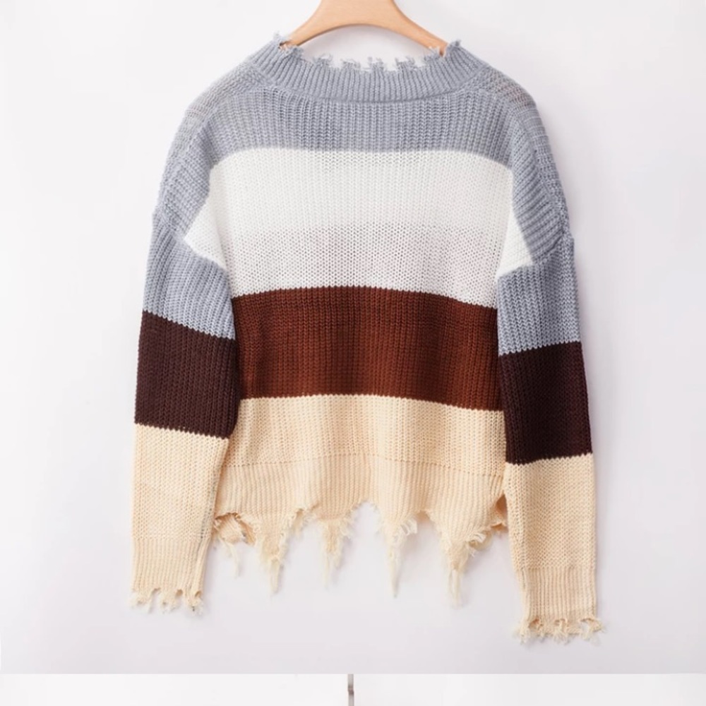 Distressed Color Block Sweater - Picture 4 of 4